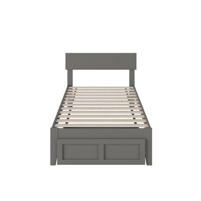 Boston Twin Grey Wood Bed with Foot Drawer