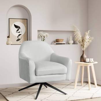 Lifestyle Solutions Fargo Swivel Accent Chair Light GrayVelvet