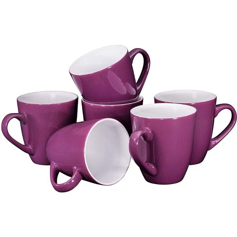 Coffee Mug Set Set of 6 Large-sized 16 Ounce Ceramic Coffee Grooved Mugs  Restaurant Coffee Mugs By Bruntmor Matte Black 