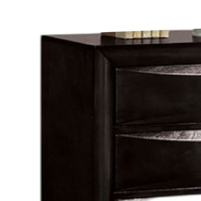 Royal Hampton Tall Dresser Chest, 5 Drawers, Chrome Handles, Modern Black Wood