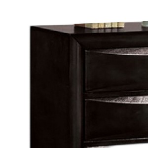 Royal Hampton Tall Dresser Chest, 5 Drawers, Chrome Handles, Modern Black Wood - 1 of 3