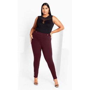 Women's Plus Size Party Fever Pant - oxblood | CITY CHIC - 1 of 4