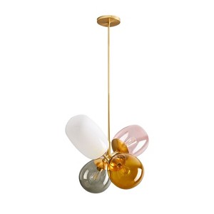 YIYIBYUS Modern Glass 4-Light Chandelier Colorful Pendant for Bedroom Kitchen - 1 of 4