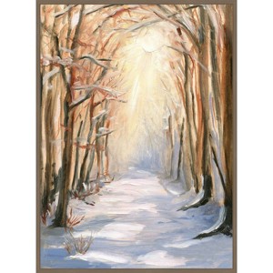 Amanti Art 28"x38" Path in Winter by Sandra Iafrate Framed Canvas Wall Art Print - 1 of 4