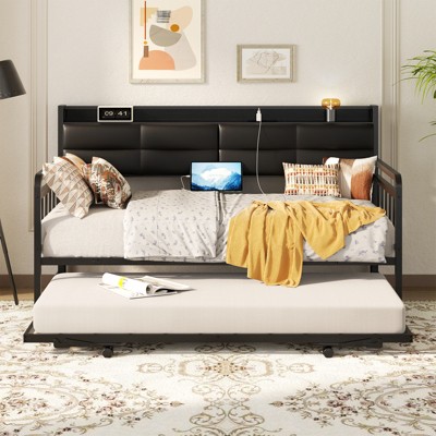 Aheaplus Daybed with Trundle and Charging Station