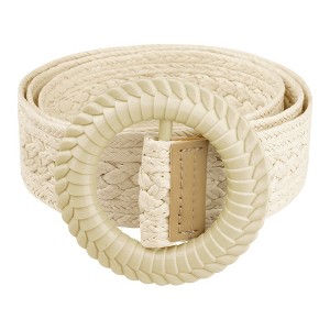 Elerevyo Women's Vintage Woven Belts Round Buckle Boho Waist Belt for Dress - 1 of 4