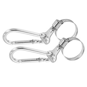 Unique Bargains Stainless Steel Adjustable Flagpole Clips Outdoor Flag Pole Clip Bracket 2 Pcs - 1 of 4