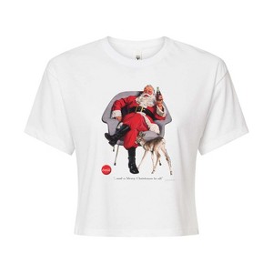 Women's - Coca-Cola - Sitting Santa Cropped Graphic T-Shirt - 1 of 4