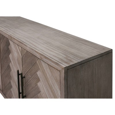 80" Gray Wood TV Console with Herringbone Doors