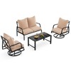 ACEPANO 2-Piece Swivel Rocking Garden Chair Set with 4-Inch Thick Cushions for Porches, Balconies & Backyards-Beige - 3 of 4