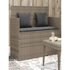 47.2"Patio Bench with Cushions Gray Poly Rattan - 3 of 4