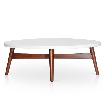 Serena 48" Brown and White Oval Wood Cocktail Table
