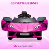 12V Kids Ride On Car Sports Licensed Corvette Electric Car Toy for Toddles with Remote Control, Visual Dashboard, LED Lights, Music, Rose Red - 4 of 4