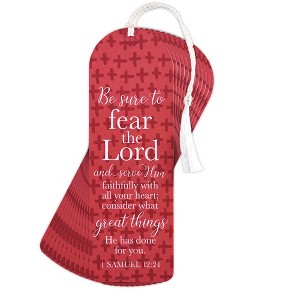 Dicksons BKMTL-482 Fear and Serve The Lord Red and White 2 x 6 Inch Paper and Tassel Place Keeper Bookmark Pack of 12 - 1 of 2
