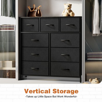 CAVINAS  9-Drawer Dresser with 2 Columns and 4 Rows,Modern Storage Cabinet Dresser for Bedroom,Entryway,Metal Frame