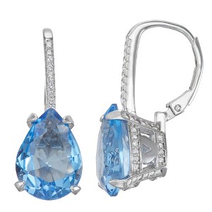 Designs by Gioelli Sterling Silver Simulated Gemstone Leverback Earrings - 1 of 2