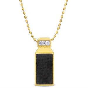 EVERLY JEWELRY | Yellow Plated Sterling Silver 3 1/4 CT TGW Carbon Fiber Created White Sapphire Fashion Pendant With Chain, 20-inch - 1 of 4