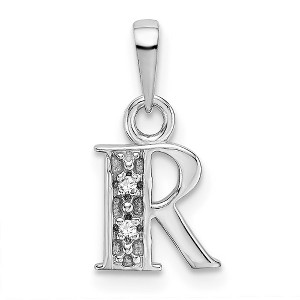 Black Bow Jewelry The Chloe Mini Diamond Accent Initial R Pendant in 14k White Gold - 1 of 4