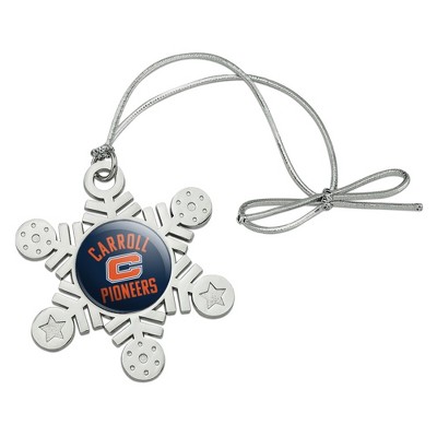 Carroll University Pioneers Logo Metal Snowflake Christmas Tree Holiday Ornament