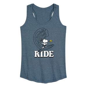 Women's - Peanuts - Snoopy's Wave Ride Graphic Racerback Tank - 1 of 4