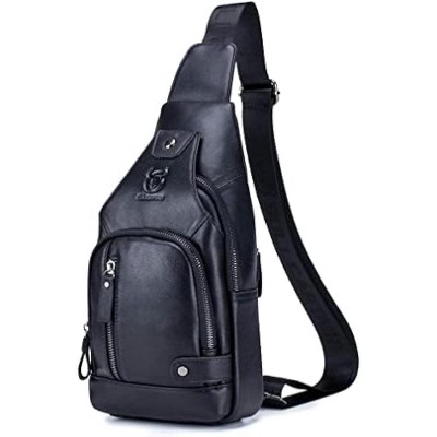 Paaaawaters Leather Sling Bag Crossbody Backpack for Men Women Outdoor Travel Work Shoulder 18cm(W) x8cm(D) x30cm