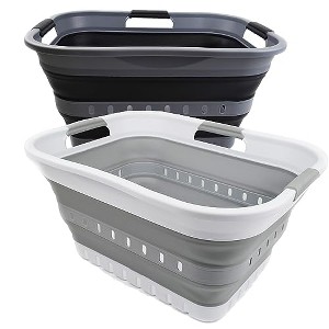 SAMMART Set of 2-30L (8 gallon) Collapsible Plastic Laundry Basket - 1 of 4