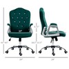 NicBex Velvet Adjustable Height Button Tufted Home Office Desk Chair with Padded Armrests and Wheels for Work Study Vanity - 3 of 4