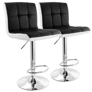 Elama 2 Piece Faux Leather Tufted Bar Stool Set - 1 of 4