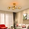 PAKOKULA 4-Light Gold Sputnik Modern Linear Bubble Semi-Flush Mount Ceiling Light with Amber Glass Shade - 3 of 4