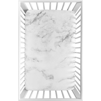 Image of Sweet Jojo Designs Boy, Girl, Unisex/Gender Neutral Baby Fitted Mini Crib Sheet Marble Black, White and Grey
