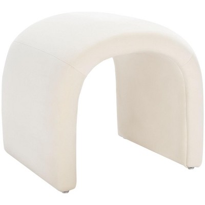 Luxurious Curved Cream Velvet Storage Ottoman