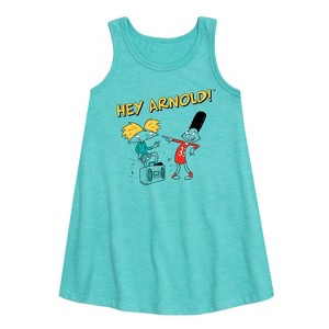 - Hey Arnold! - Best Buds Graphic Sleeveless Aline Dress - 1 of 2