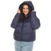 Plus Size Full Front Zip Hooded Bomber Puffer Coat  - White Mark - image 2 of 4