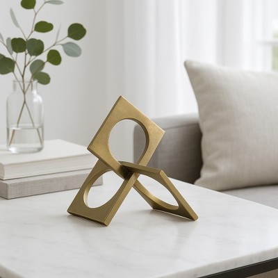 Sagebrook Home Metal Sculpture Decor - Linked Square Design - Abstract Style Design for Decorative Table