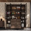 FUFU&GAGA Brown Woodgrain 4 Glass Door Storage Cabinet Bookcase Kitchen Cabinet for Home Office/Living/Kitchen Room - 2 of 4