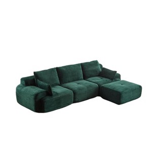 Whisen Modern Memory Foam Compressed Chaise Longue with Movable Ottoman Corduroy Fabric - 1 of 4