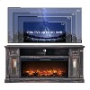 SinCiDo Farmhouse Fireplace TV Stand for 80 Inch TV, Electric Fireplace Entertainment Center w/ LED lights & Glass Door Cabinets & Drawers - 3 of 4