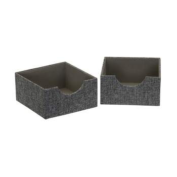 Household Essentials Set of 2 Square Drawer Trays Graphite Linen