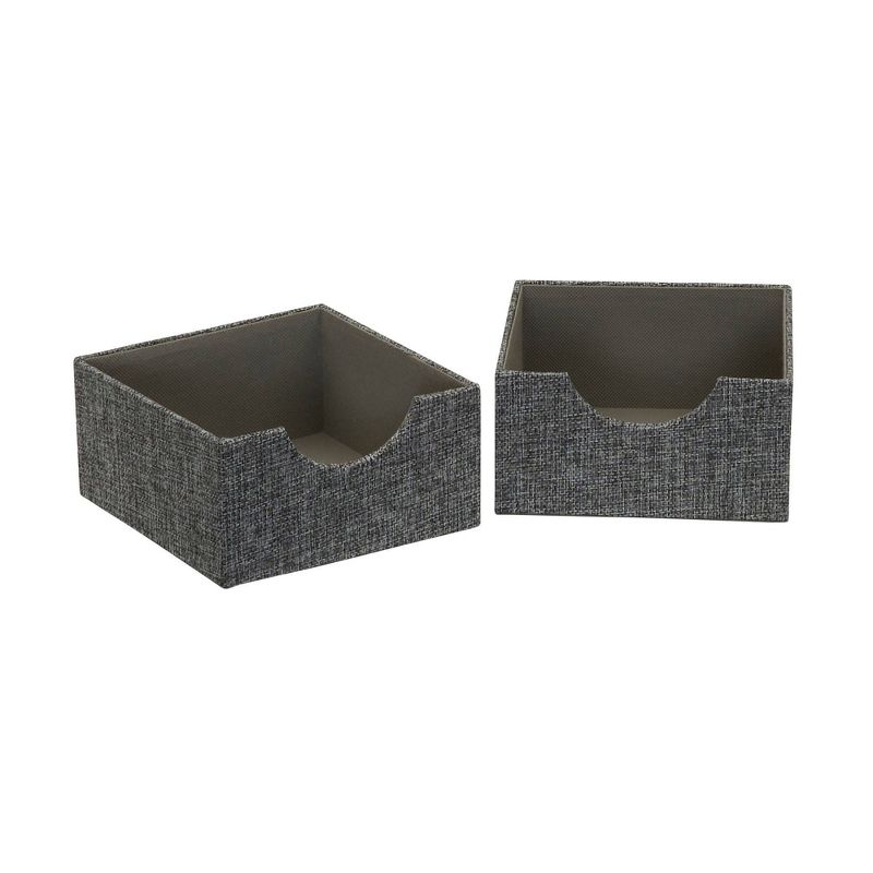 Household Essentials Set of 2 Square Drawer Trays Graphite Linen, 1 of 10