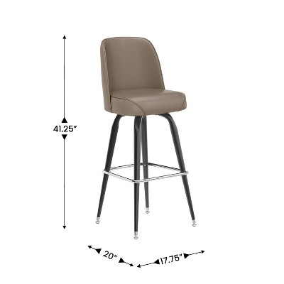 James Beige Vinyl Upholstered Swivel Metal Barstool with Footrest