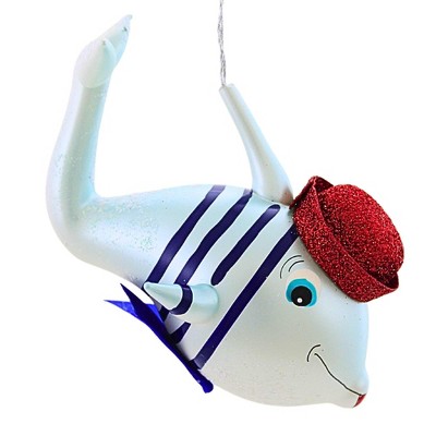 Italian Ornaments 3.0 Inch Ahoy Gilligan Whimsy Fish Sailor Hat Tree Ornaments
