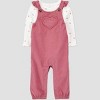 Carter's Just One You® Baby Girls' 2pc Heart Overalls Set - Pink - 2 of 4