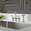 WOWOW Double Handle Bridge Kitchen Faucet with Side Sprayer in Brushed Nickel - 2 of 4