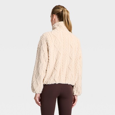 Women&rsquo;s Cable Knit Texture High Pile Fleece Jacket – All In Motion