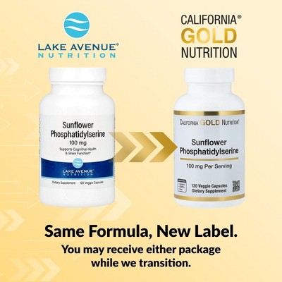 California Gold Nutrition Sunflower Phosphatidylserine, 100 mg, 120 Veggie Capsules