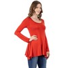 Womens Long Sleeve Solid Color Swing Style Flared Tunic Top - 24seven Comfort Apparel™ - 2 of 4