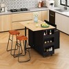 Multi-Functional Kitchen Island Cart with Stylish and Minimalist Bar Stools, Combination Set (Black) - 2 of 4
