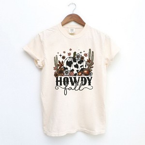 Simply Sage Market Women's Howdy Fall Pumpkin Short Sleeve Garment Dyed Tee - 1 of 4