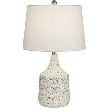 360 Lighting 23 1/2" High Small Modern Coastal Accent Table Lamp Ivory Terrazzo Marble Single White Shade Living Room Bedroom Bedside Nightstand House