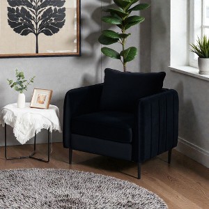 Mshliw Velvet Accent Chair with Upholstered Cushion, Modern Single Sofa Chair with Metal Legs and Pillow for Living Room Bedroom or Office - 1 of 4